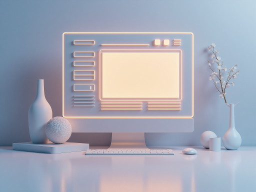 现代科技感界面，数字藏品展示页面，各种虚拟艺术品图标，蓝色科技风格背景